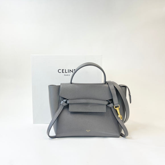 CELINE MICRO BELT BAG IN GREY PEBBLED LEA