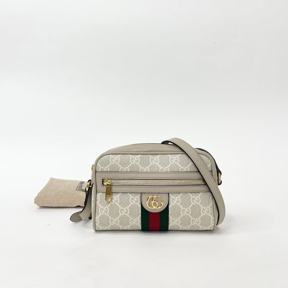 GUCCI OPHIDIA CROSSBODY IN BEIGE SUPREME & GHW