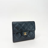 CHANEL CLASSIC FLAP WALLET IRIDESCENT NAVY CAVIAR LEA & GHW