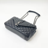 SAINT LAURENT YSL TRIQUILT ENVELOPE CROSSBODY IN BLK GOATSKIN LEA & RHW