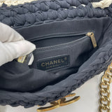 * RARE* CHANEL FANCY CROCHET BLK/ CRM QUILTED FLAP SHOULDER BAG