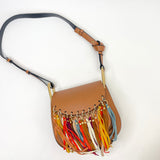 CHLOE HUDSON MULTI COLOR TASSEL & BRN LEATHER CROSSBODY