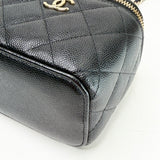 CHANEL MINI SQUARE VANITY PEARL TOP HANDLE IN BLK CAVIAR LEA & LIGHT GHW