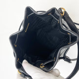 PRADA DUET TOP HANDLE BUCKET BAG IN BLK CALFSKIN LEA & GHW