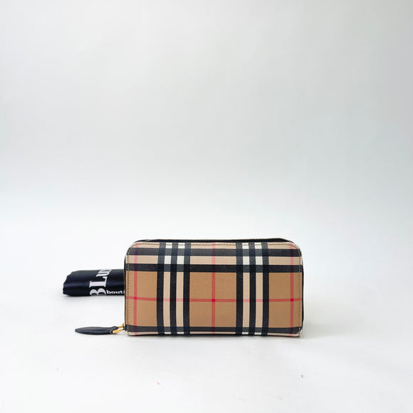 BURBERRY NOVA CHECK CANVAS ZIP WALLET