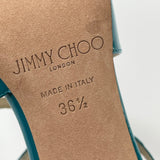 JIMMY CHOO AZIA TEAL PAT LEA SANDALS sz 36.5