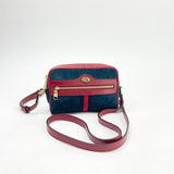 GUCCI OPHIDIA MINI CROSSBODY IN NAVY SUEDE