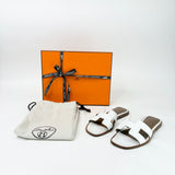 HERMES ORAN BLANC ( WHT ) BOX CALF LEA SANDALS sz 35