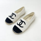 CHANEL WHT/ BLK TINSEL ESPADRILLES sz 39