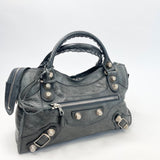 BALENCIAGA CITY GIANT 21 IN ANTHRACITE ( PEWTER/ DK GRN ) AGNEAU LEA