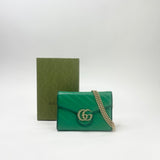 GUCCI MARMONT TORCHON GRN LEATHER CHAIN WALLET