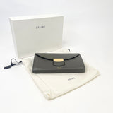 CELINE CONTINENTAL LONG FLAP WALLET IN OLIVE PEBBLED LEA & GHW