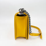 CHANEL MEDIUM BOY BAG IN YELLOW QUILTED LAMBSKIN & RUTHENIUM HW