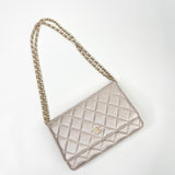 CHANEL CHAMPAGNE IRIDESCENT PERFORATED LEA CLASSIC WOC W GHW