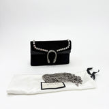 GUCCI DIONYSUS SUPER MINI MULTI WAY IN BLK VELVET W CRYSTALS