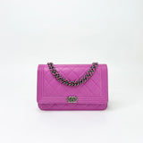 CHANEL BOY WOC IN PURPLE LAMB LEA & RUTHENIUM HW