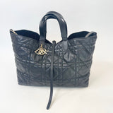 CHRISTIAN DIOR TOUJOURS BAG IN BLK MACROCANNAGE CALFSKIN LEA & LIGHT GHW + ZIP POUCH