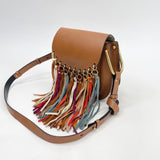 CHLOE HUDSON MULTI COLOR TASSEL & BRN LEATHER CROSSBODY