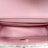 CHANEL PINK TWEED MINI TOP HANDLE BAG