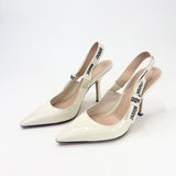 CHRISTIAN DIOR JADIOR SLING BACK CRM PATENT PUMPS