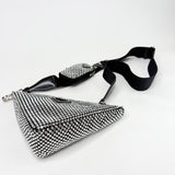 PRADA TRIANGLE CROSSBODY IN CRYSTAL & BLK SATIN