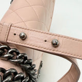 CHANEL LARGE BOY IN LT PINK QUILTED LAMBSKIN & RUTHENIUM HW