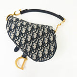 CHRISTIAN DIOR BLUE OBLIQUE JACQUARD MINI SADDLE + GUITAR STRAP - BLuxe Boutique