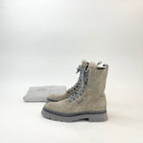 BRUNELLO CUCINELLI GREY SUEDE LACE UP BOOTS 41