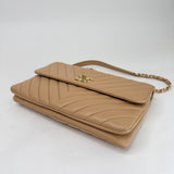 CHANEL TRENDY CC FLAP IN CAMEL CHEVRON QUILTED LAMBSKN LEA & GHW - BLuxe Boutique