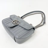 GUCCI SMALL MARMONT FLAP BAG IN GRAY LEA & SHW