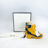 GUCCI MAGNUM YELLOW & NAVY RAIN BOOTS SZ 35