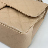 CHANEL 19S IRRIDESCENT BEIGE CAVIAR LEATHER WITH GHW CLASSIC JUMBO DOUBLE FLAP BAG - BLuxe Boutique