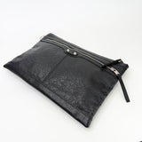 BALENCIAGA LE CITY LARGE CLUTCH IN BLK ARENA LMBSKIN LEA & SHW