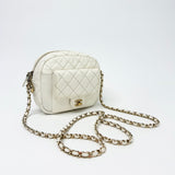 CHANEL DAY CAMERA CASE CROSSBODY IN WHT CAVIAR LEA & LT GHW
