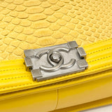 PRE LOVED CHANEL MEDIUM BOY IN YELLOW PYTHON LEA W RHW