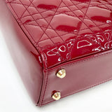 CHRISTIAN DIOR MINI LADY DIOR IN RED PATENT LEA & GHW - BLuxe Boutique