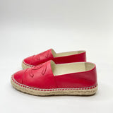 CHANEL RED LMBSKN ESPADRILLES sz 34