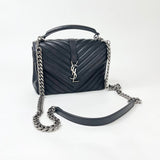 SAINT LAURENT MEDIUM COLLEGE BAG IN BLK LEA & RHW