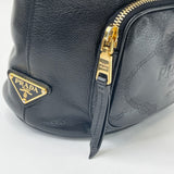 PRADA DUET TOP HANDLE BUCKET BAG IN BLK CALFSKIN LEA & GHW