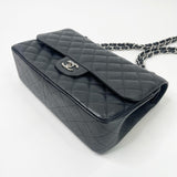 CHANEL BLK CAVIAR LEA LARGE DOUBLE FLAP SHW