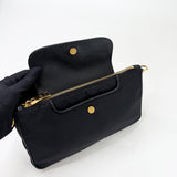 PRADA BLK TESSUTO NYLON & SAFFIANO LEA FLAP CROSSBODY POUCH