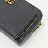 CHRISTIAN DIOR CARO DOUBLE POUCH CAMERA CROSSBODY IN BLK GRAINED CLFSKN & GHW - BLuxe Boutique