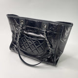 CHANEL DEAUVILLE TOTE IN BLK CRINKLE & CAVIAR LEATHER & SHW