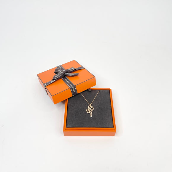 HERMES CHAINE D’ANCRE 18K ROSE GOLD & SOLITAIRE DIAMOND NECKLACE