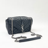 SAINT LAURENT YSL TRIQUILT ENVELOPE CROSSBODY IN BLK GOATSKIN LEA & RHW