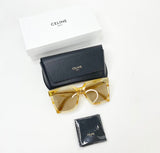 CELINE SQUARE BRN/ AMBER ACETATE SUNGLASSES