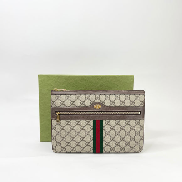 GUCCI OPHODIA GG SUPREME ZIP POUCH/ CLUTCH