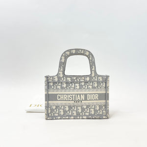 CHRISTIAN DIOR GRAY OBLIQUE MINI BOOK TOTE