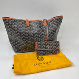 GOYARD ST LOUIS PM BLK COATED CANVAS TOTE + POUCH