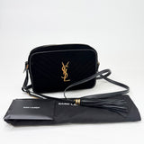 SAINT LAURENT LOU CAMERA CROSSBODY IN BLK VELVET & GHW - BLuxe Boutique